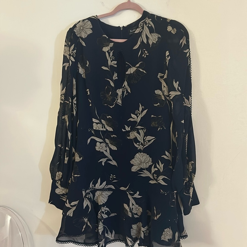 Bardot navy dress with a key hole detail